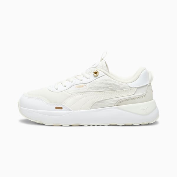 Tenis Runtamed Platform Romance para mujer, Vapor Gray-PUMA White-Frosted Ivory-PUMA Gold, extralarge