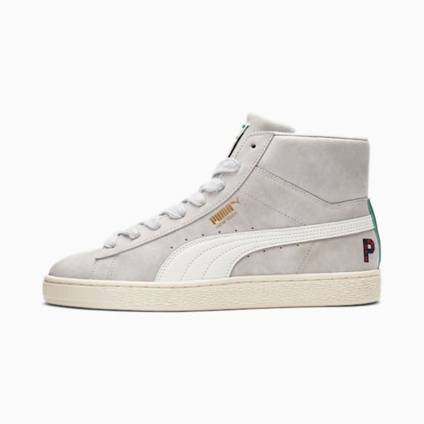 PUMA NYC Suede Mid Park Flagship Men's Sneaker, Harbor Mist-Pristine-Warm White, extralarge