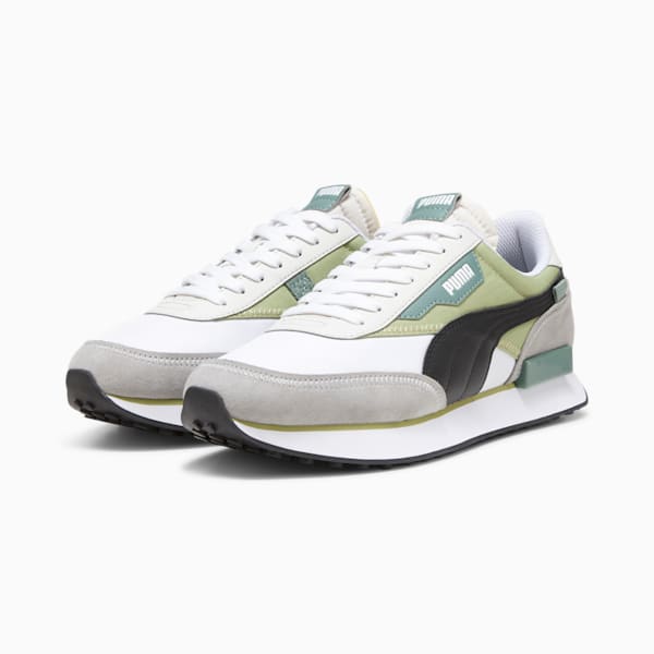 Future Rider Play On Sneakers, PUMA White-Kiwi Green, extralarge-IND