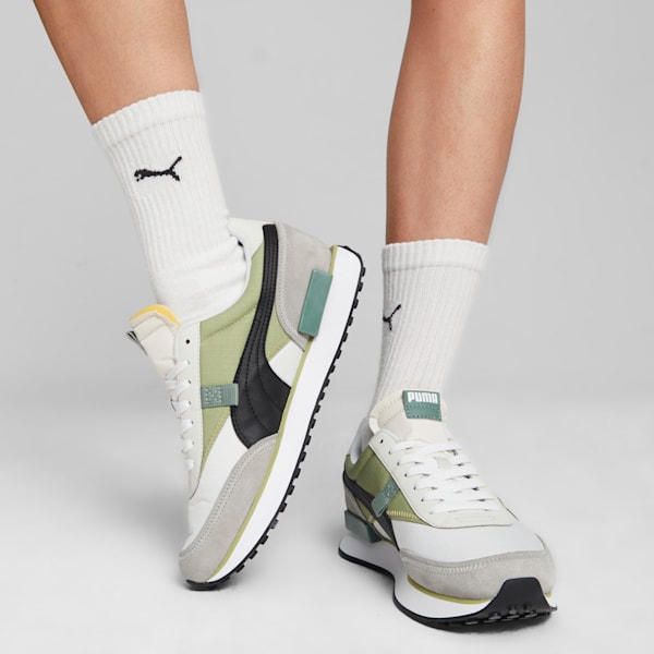 Future Rider Play On Sneakers, PUMA White-Kiwi Green, extralarge-IND