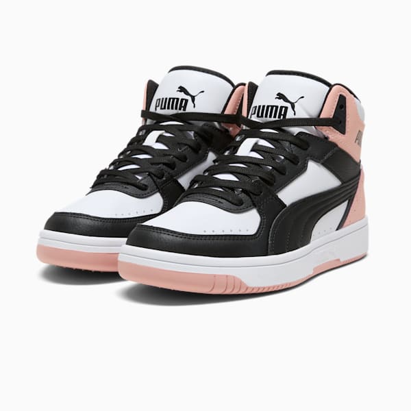 Tenis de media caña PUMA Rebound Joy para mujer, PUMA White-PUMA Black-Rose Dust, extralarge