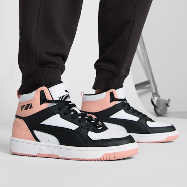 PUMA Rebound Joy Women's Mid Sneakers, PUMA White-PUMA Black-Rose Dust, extralarge