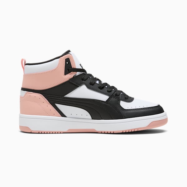 Tenis de media caña PUMA Rebound Joy para mujer, PUMA White-PUMA Black-Rose Dust, extralarge
