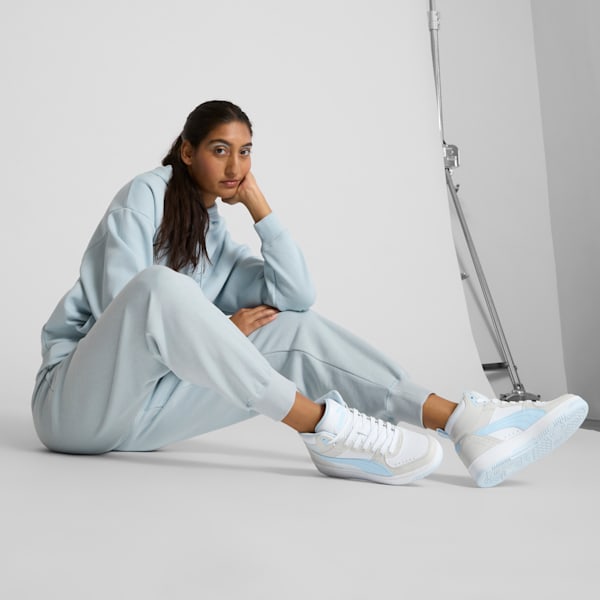 PUMA Rebound Joy Women's Mid Sneakers, PUMA White-Icy Blue-Feather Gray, extralarge