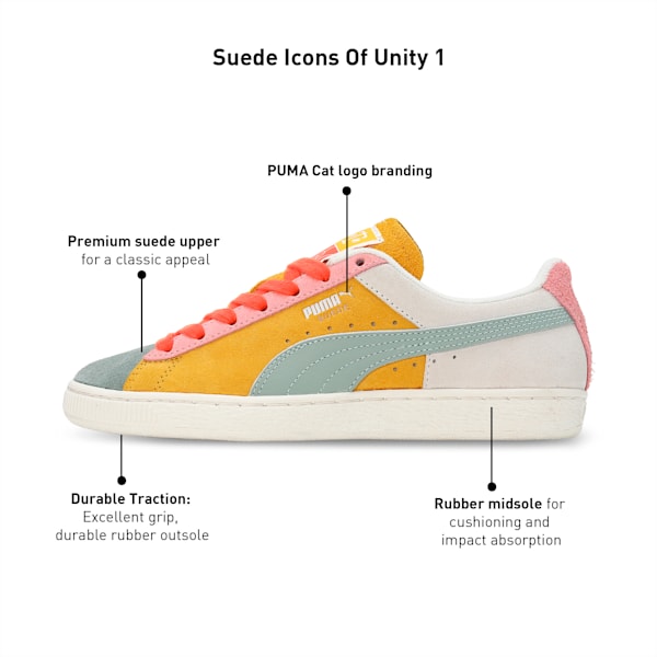 Suede Icons of Unity 1 Unisex Sneakers, Warm White-Yellow Sizzle, extralarge-IND