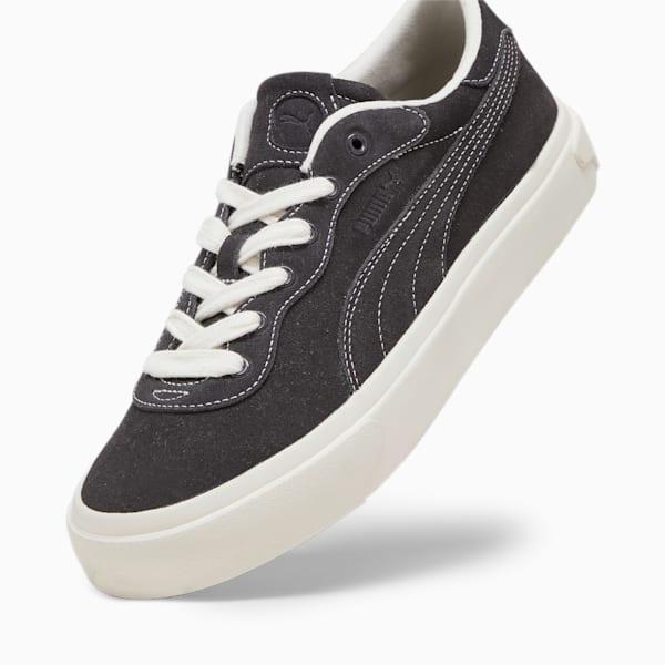 Capri Royale Suede Sneakers, Flat Dark Gray-Frosted Ivory, extralarge