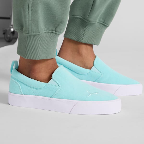 Bari Terry Slip-On Comfort Women's Shoes, Safe Lake-PUMA White, extralarge