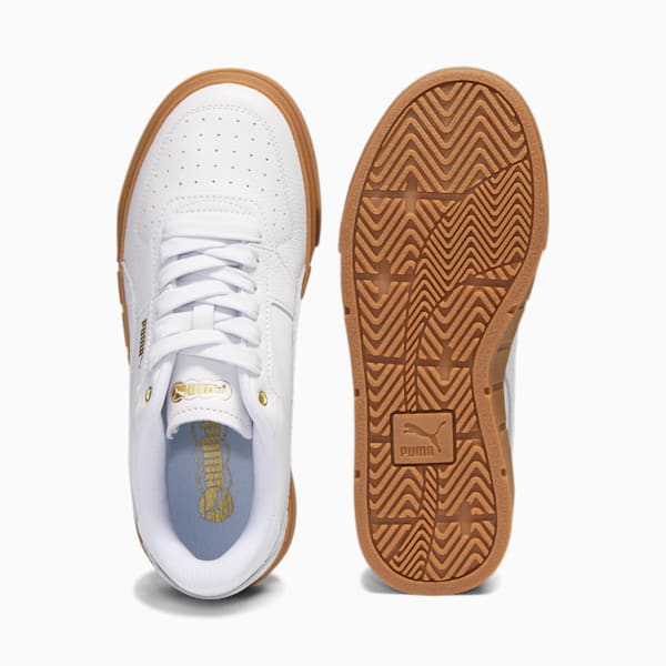 Tenis para mujer PUMA Cali Court de cuero, PUMA White-PUMA White-PUMA Gold, extralarge