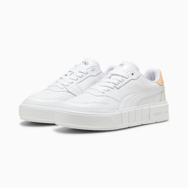 PUMA Cali Court Leather Women's Sneakers, PUMA White-Peach Fizz, extralarge