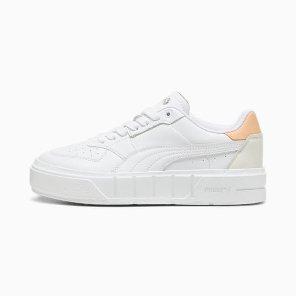 PUMA Cali Court Leather Women's Sneakers, PUMA White-Peach Fizz, extralarge