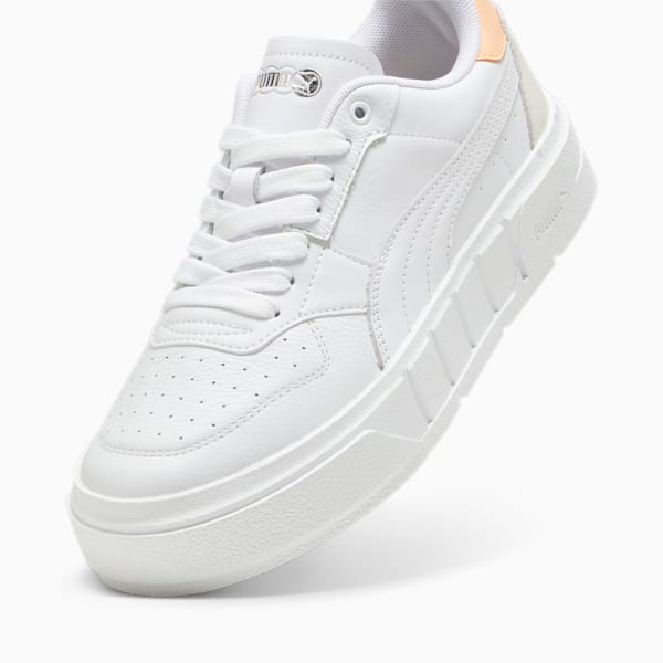 PUMA Cali Court Leather Women's Sneakers, PUMA White-Peach Fizz, extralarge