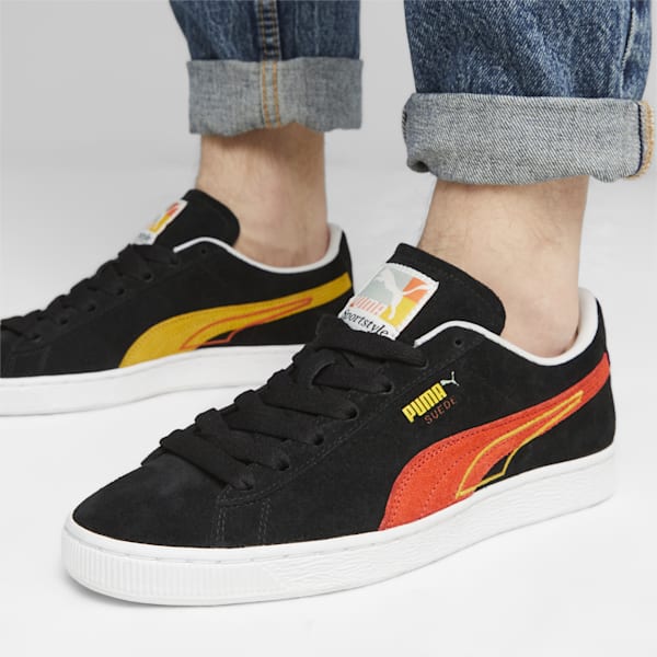 Suede Brand Love Unisex Sneakers, PUMA Black-Hot Heat, extralarge-IND