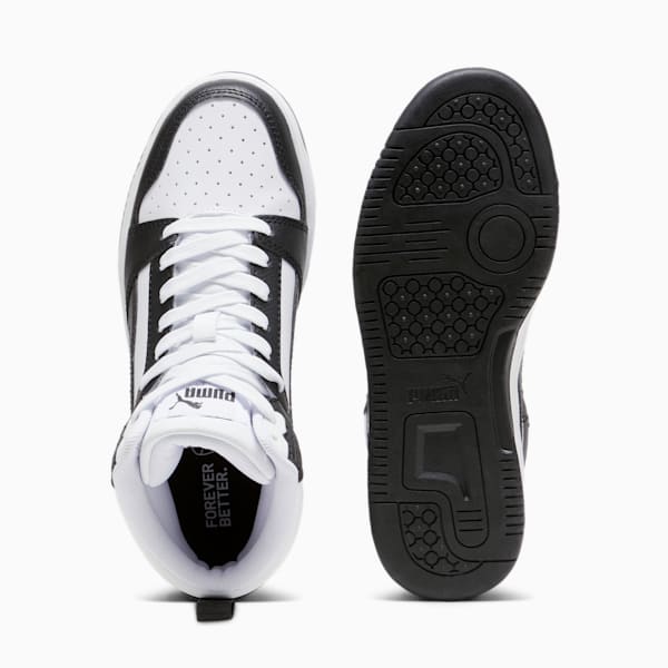 Tenis Rebound V6 Mid para adolescentes, PUMA White-PUMA Black-Shadow Gray, extralarge