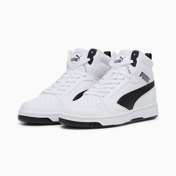 Tenis Rebound V6 Mid para adolescentes, PUMA White-PUMA Black, extralarge