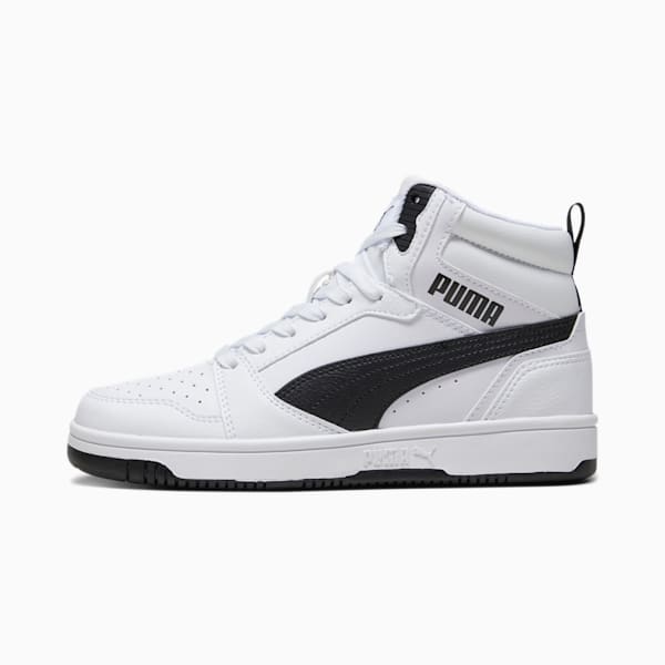 Tenis Rebound V6 Mid para adolescentes, PUMA White-PUMA Black, extralarge
