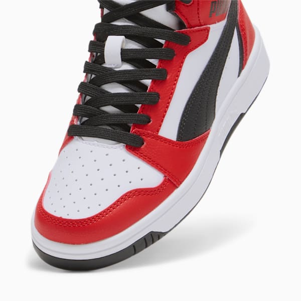 Chaussures Rebound V6 Enfant et Adolescent, PUMA White-PUMA Black-For All Time Red, extralarge