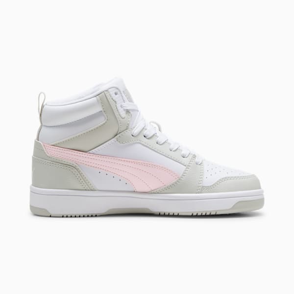 Chaussures Rebound V6 Enfant et Adolescent, PUMA White-Frosty Pink-Sedate Gray, extralarge