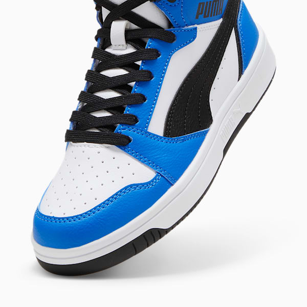 Tenis Rebound V6 Mid para adolescentes, PUMA White-PUMA Black-Racing Blue, extralarge