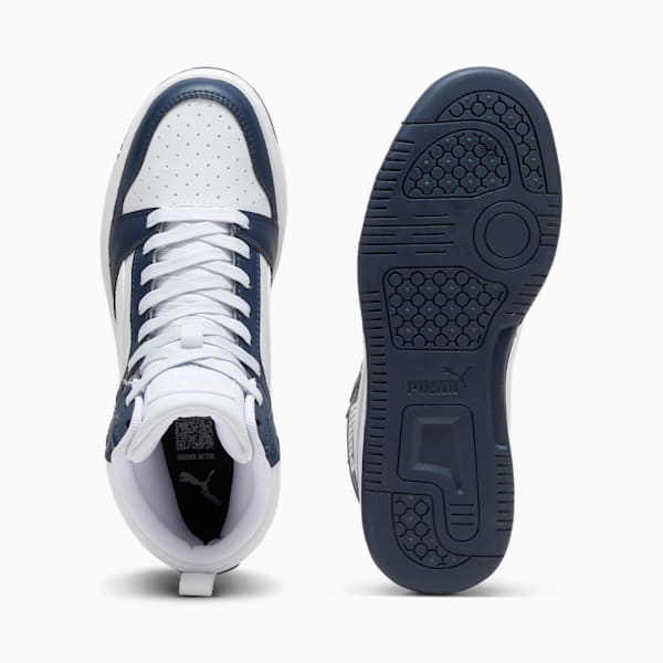 Rebound V6 Mid Big Kids' Sneakers, Club Navy-PUMA White-Silver Mist, extralarge