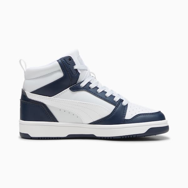 Rebound V6 Mid Big Kids' Sneakers, Club Navy-PUMA White-Silver Mist, extralarge