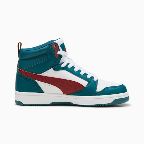 Tenis Rebound V6 Mid para adolescentes, Cold Green-Alpine Snow-Intense Red, extralarge