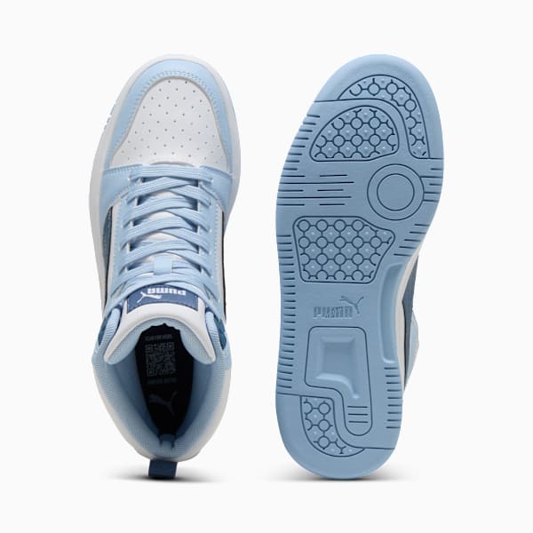 Rebound V6 Big Kids' Mid Top Sneakers, PUMA White-Dark Indigo-Haute Tropic, extralarge