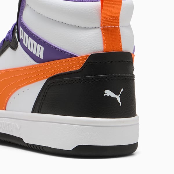 Tenis Rebound V6 Mid para adolescentes, PUMA White-Orange Glo-PUMA Black, extralarge