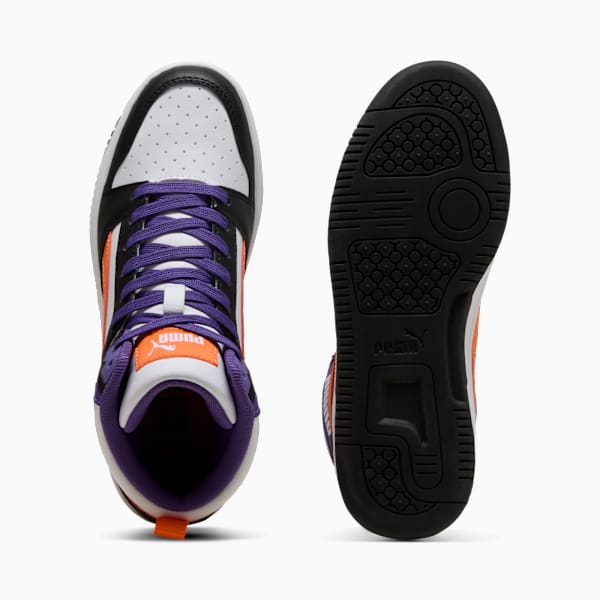 Tenis Rebound V6 Mid para adolescentes, PUMA White-Orange Glo-PUMA Black, extralarge