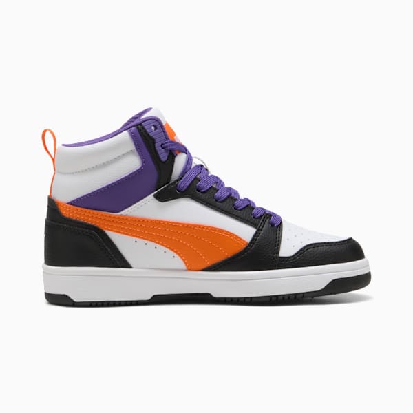 Tenis Rebound V6 Mid para adolescentes, PUMA White-Orange Glo-PUMA Black, extralarge