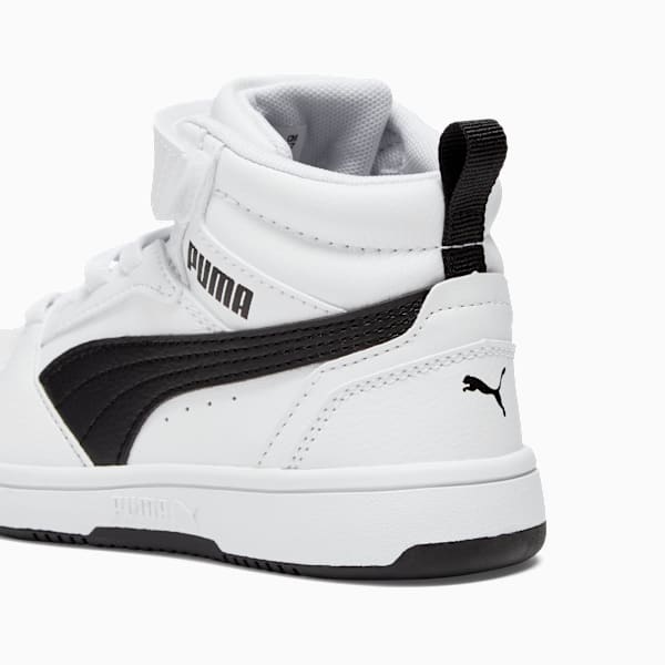 Rebound V6 Mid Little Kids' Sneakers, PUMA White-PUMA Black, extralarge