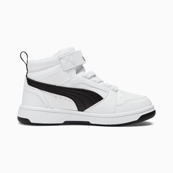 Rebound V6 Mid Little Kids' Sneakers, PUMA White-PUMA Black, extralarge