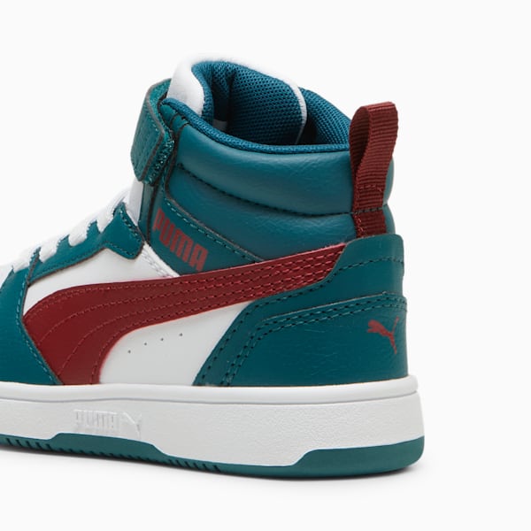 Rebound V6 Mid Little Kids' Sneakers, Cold Green-Alpine Snow-Intense Red, extralarge