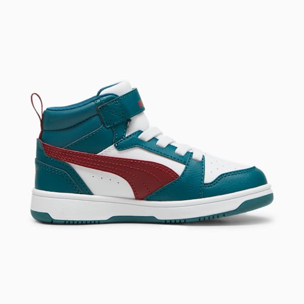 Rebound V6 Mid Little Kids' Sneakers, Cold Green-Alpine Snow-Intense Red, extralarge