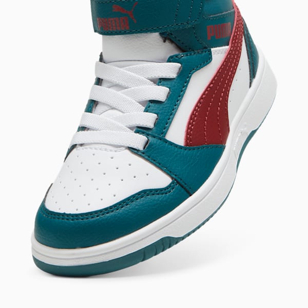 Rebound V6 Mid Little Kids' Sneakers, Cold Green-Alpine Snow-Intense Red, extralarge