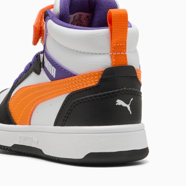 Sneakers montants Rebound V6, enfants, PUMA White-Orange Glo-PUMA Black, extralarge
