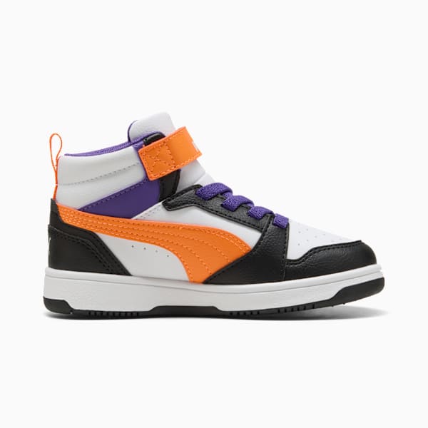 Rebound V6 Mid Little Kids' Sneakers, PUMA White-Orange Glo-PUMA Black, extralarge