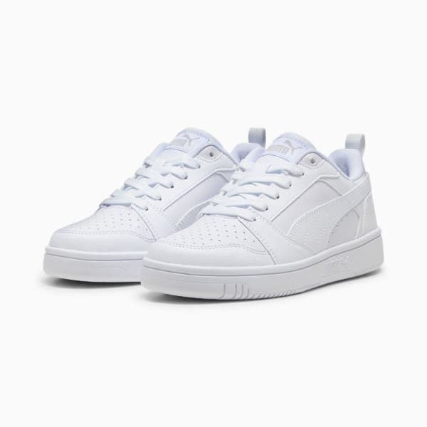 Tenis Rebound V6 Lo para adolescentes, PUMA White-Cool Light Gray, extralarge