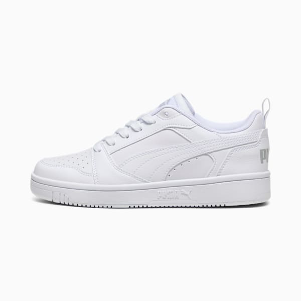 Rebound V6 Lo Big Kids' Sneakers, PUMA White-Cool Light Gray, extralarge