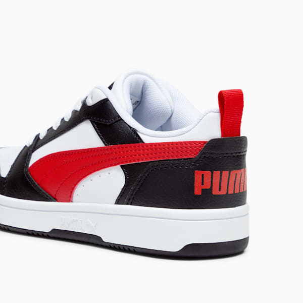 Tenis Rebound V6 Lo para adolescentes, PUMA White-For All Time Red-PUMA Black, extralarge