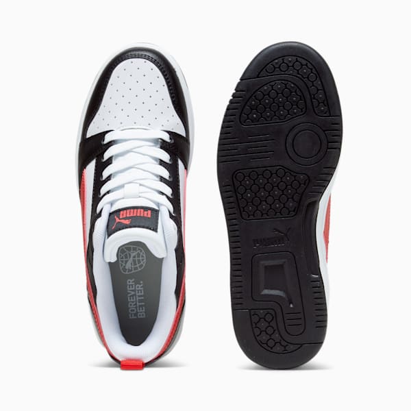 Tenis Rebound V6 Lo para adolescentes, PUMA White-For All Time Red-PUMA Black, extralarge