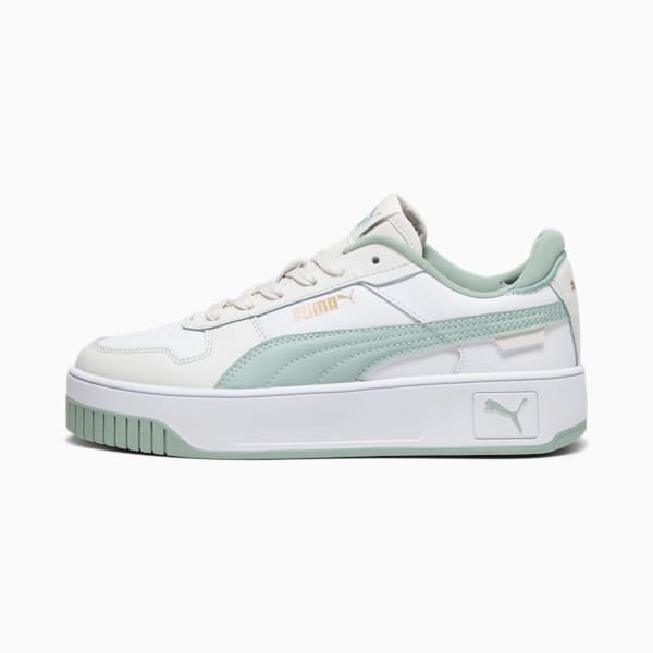 Tenis para Adolescente Carina Street, PUMA White-Green Fog-Vapor Gray, extralarge