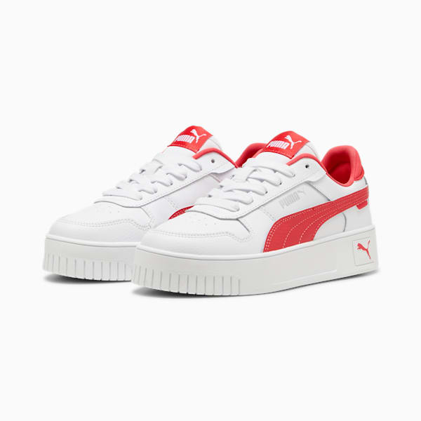 Tenis para Adolescente Carina Street, PUMA White-Tart Cherry-PUMA Silver, extralarge