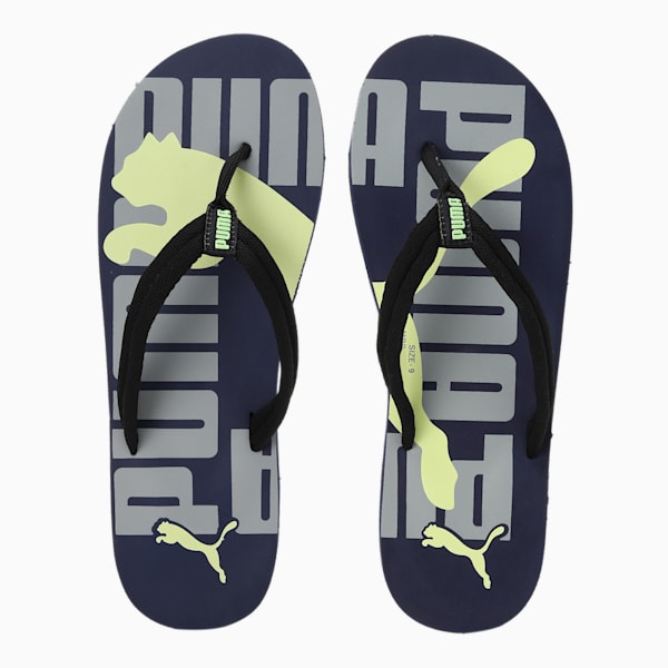 PUMA Logo Men's Flip-Flops, Peacoat-Fizzy Lime-Limestone, extralarge-IND