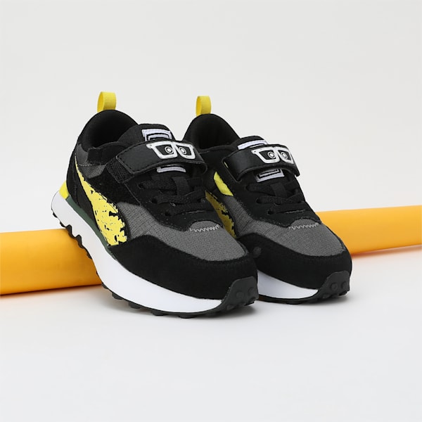 PUMA x SPONGEBOB SQUAREPANTS Rider FV Kid's Sneakers, Shadow Gray-Lemon Meringue, extralarge-IND