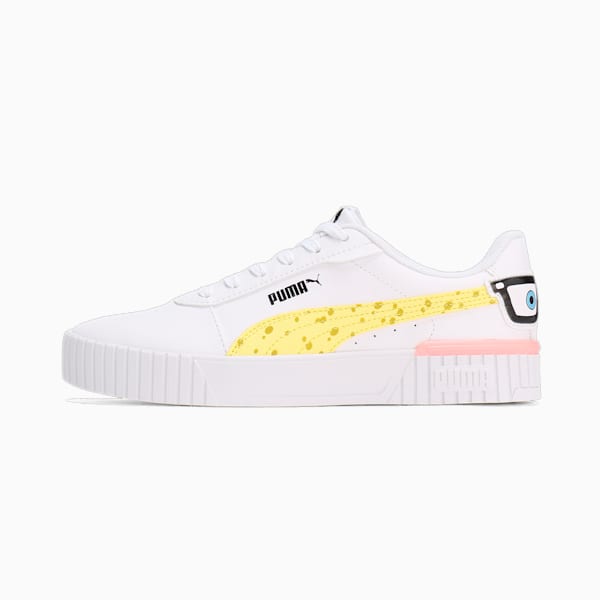 キッズ ガールズ PUMA x スポンジ・ボブ プーマ キャリーナ 2.0 スニーカー 22-25cm, PUMA White-Lemon Meringue-PUMA Black-Peach Smoothie, extralarge-JPN