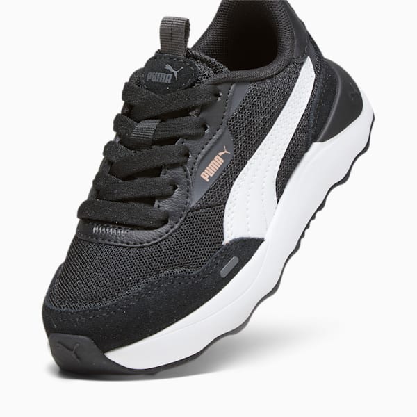 キッズ ガールズ プーマ ランテームド プラットフォーム スニーカー 17-21cm, PUMA Black-PUMA White-Shadow Gray-Rose Gold, extralarge-JPN