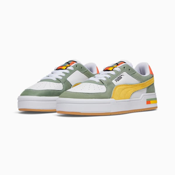 CA Pro Brand Love Men's Sneakers, PUMA White-Green Fog-Hot Heat-Yellow Sizzle, extralarge