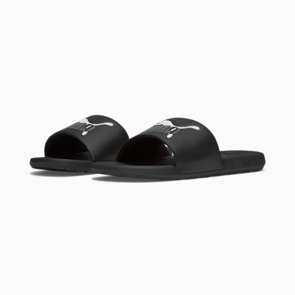 Cool Cat 2.0 Leap Slides, PUMA Black-PUMA White-Shadow Gray, extralarge