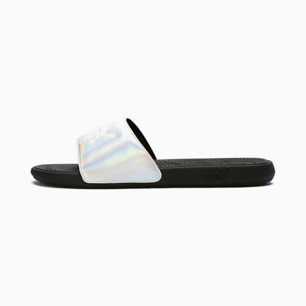 Cool Cat 2.0 Iridescent Women's Slides, Diamond Silver-PUMA White, extralarge