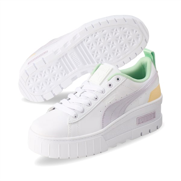 ウィメンズ PUMA x dazzlin メイズ ウェッジ スニーカー, PUMA White-Spring Lavender, extralarge-JPN